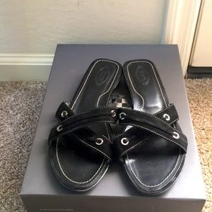 Tod’s black suede sandals